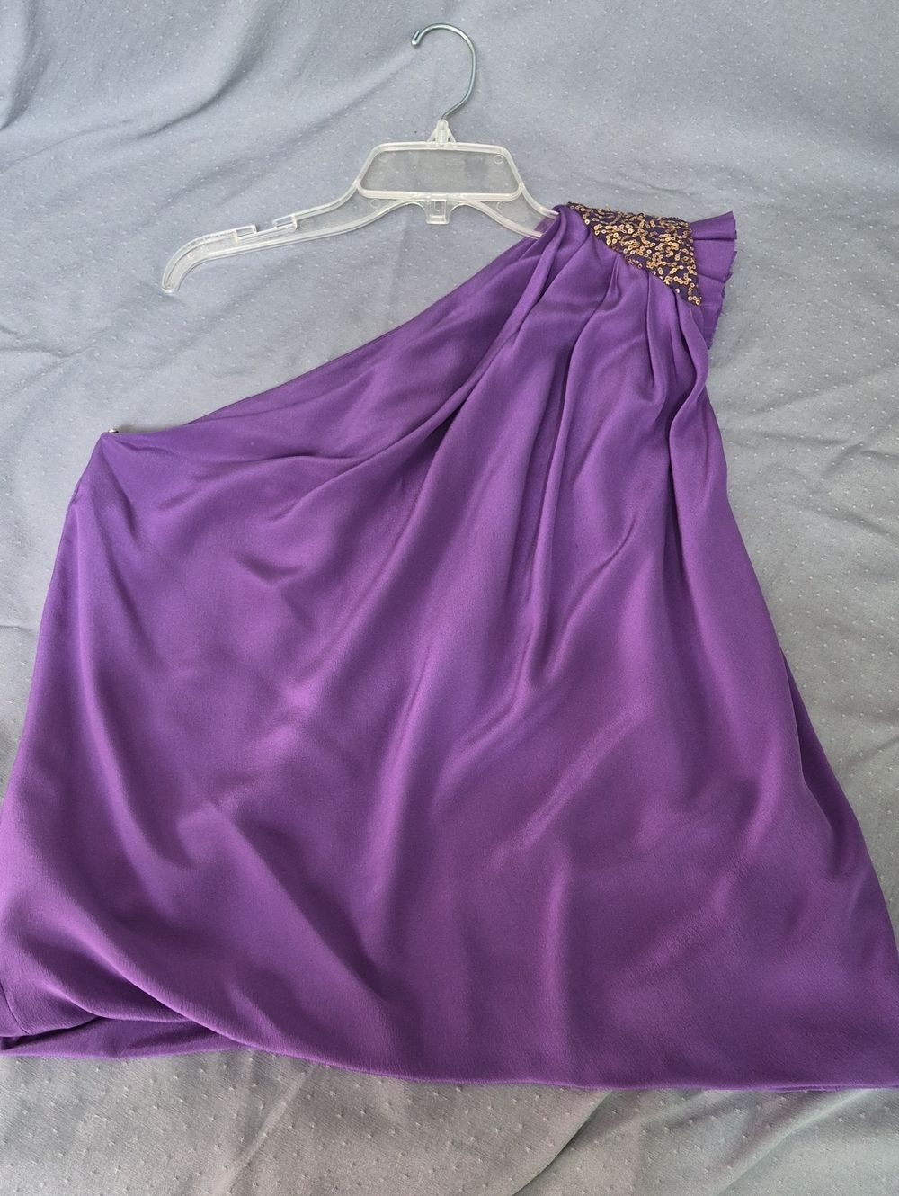 Robert Rodriguez Purple Silk One-Shoulder Top Gold Sequin Womens 6 Sparkle Royal